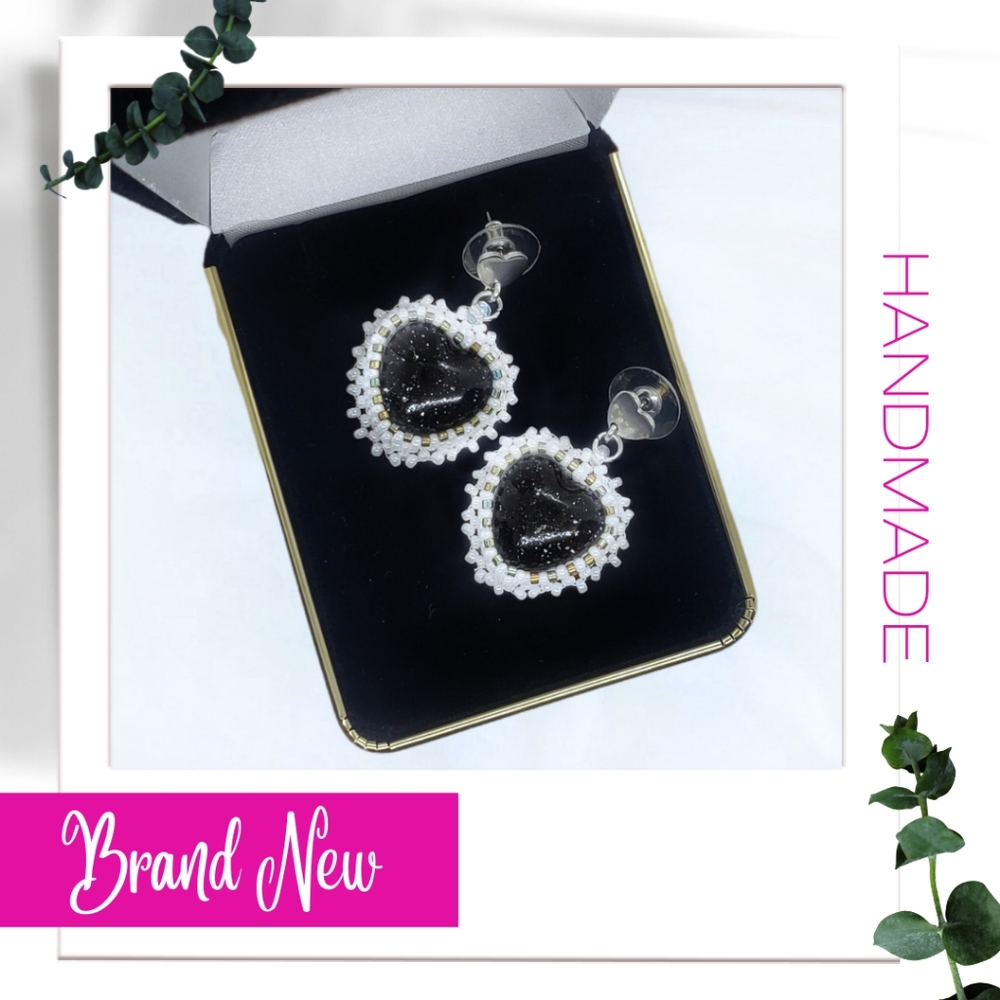 Beaded Heart Earrings